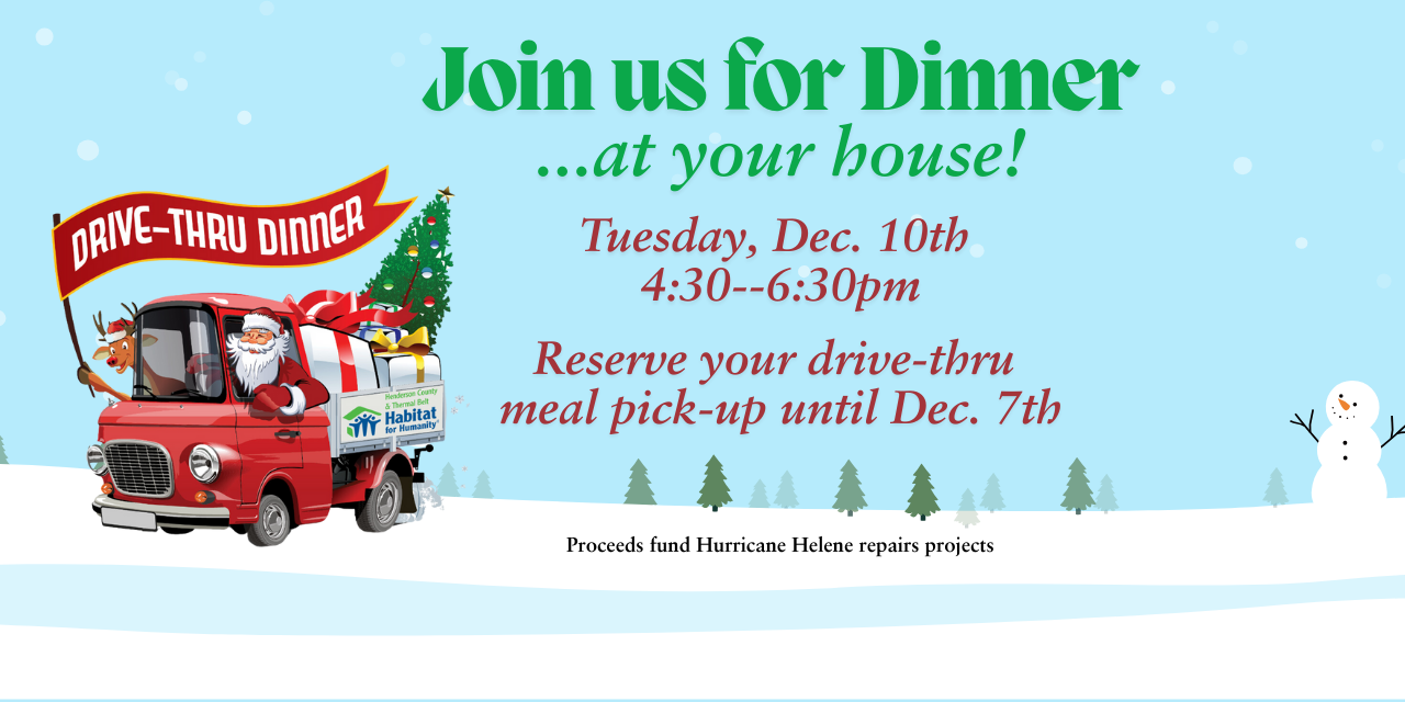 Drive-Thru Dinner Christmas 2024 Tuesday, Dec 10th 430-630pm (1280 x 640 px)